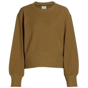 Varley Maybank Ribbed Tan Crew Neck Sweater